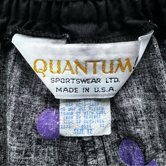 QUANTUM Vintage Black High Waist Wide Bermuda Shorts Culottes Multi Polka Dot 12 - Picture 5 of 10